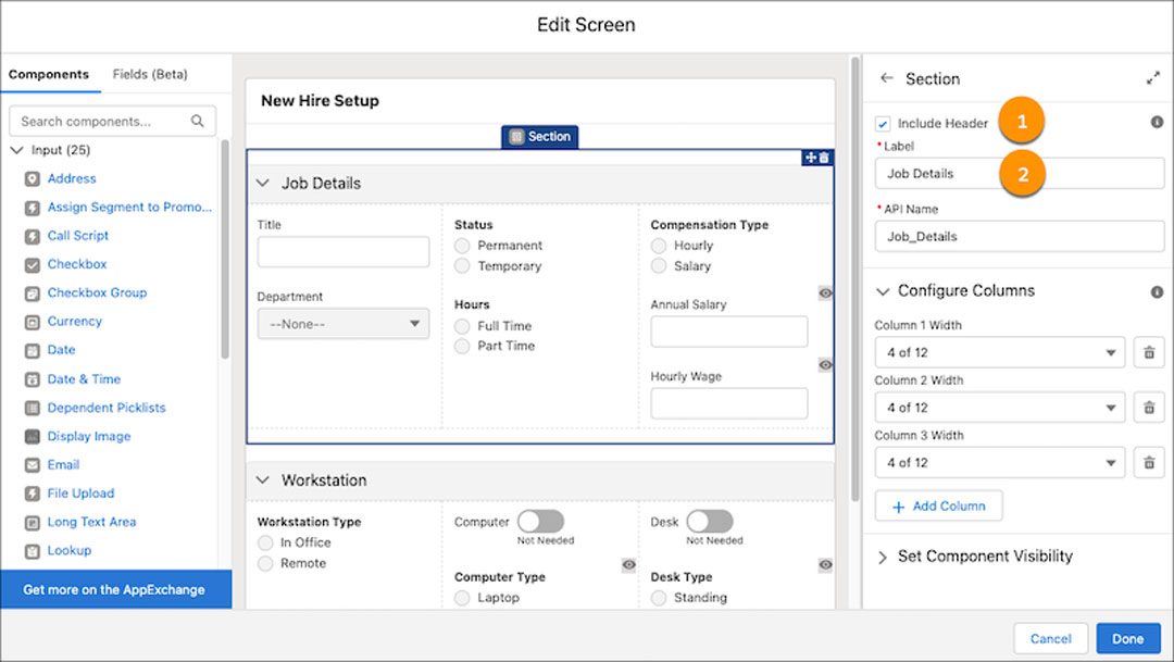 New header sections on Salesforce